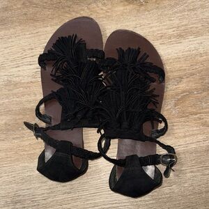 Mossimo Supply Co. Black Fringe Sandals